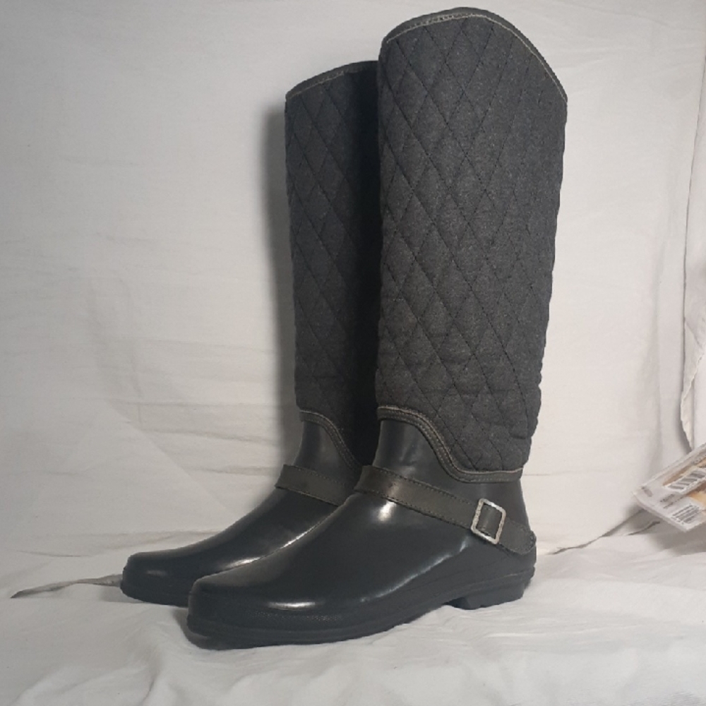 Sperry Women's Size 10 Top Sider Gray Quilted Waterproof Rubber Boots